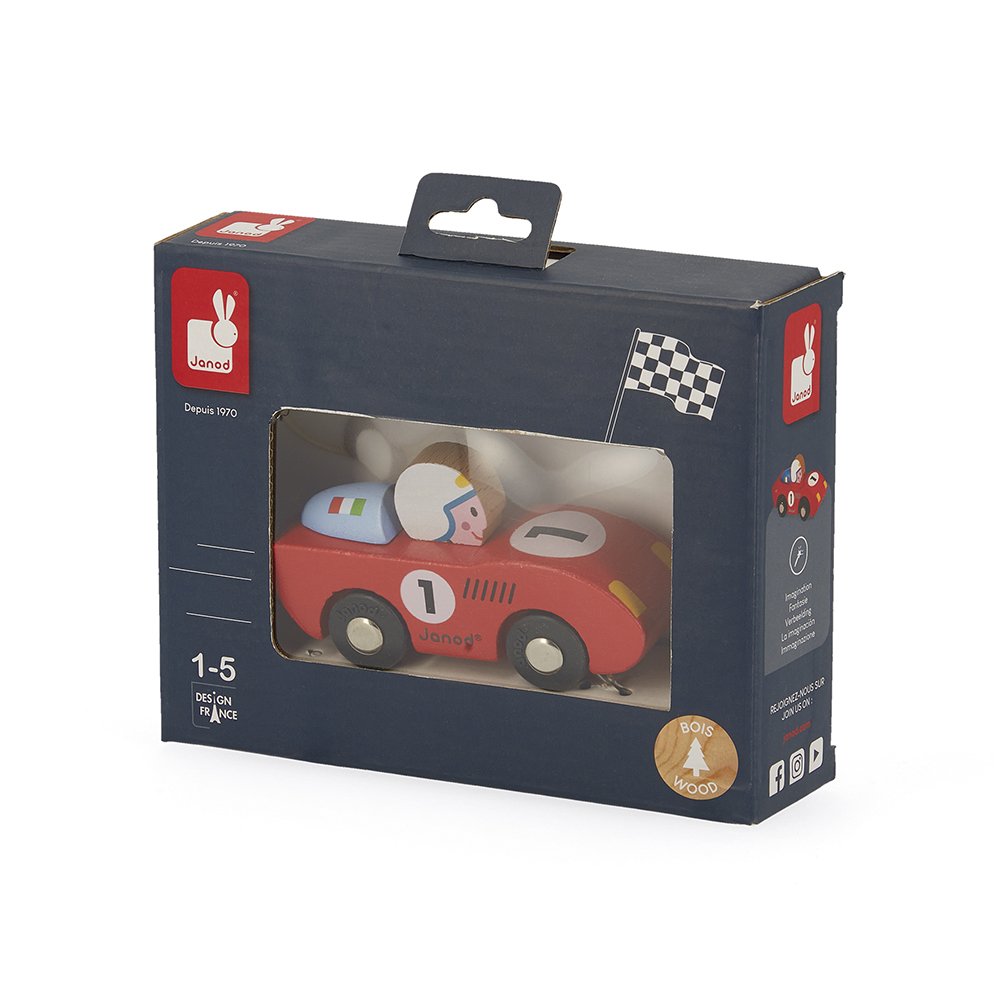 [3700217385453] STORY RENNWAGEN HOLZ (2 MODELLE IN BLAU UND ROT, JE 3 STÜCK)