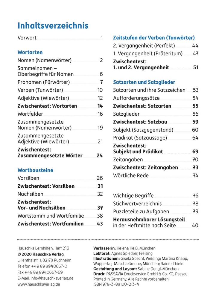 Grammatik 3. Klasse, A5-Heft