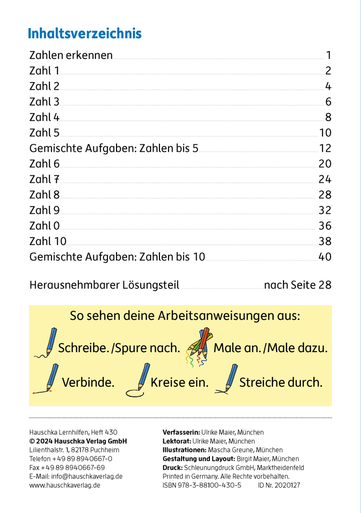 Mein Übungsheft Zahlen schreiben 1-10 – 1. Klasse: Zählen, Mengen, erstes Rechnen, A5-Heft