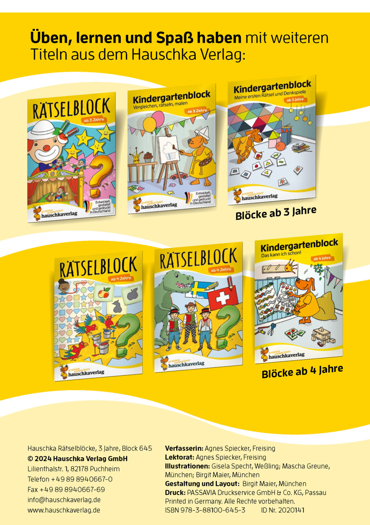 Rätselblock ab 3 Jahre, Band 2, A5-Block