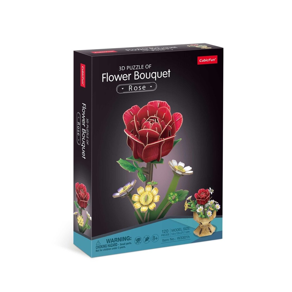 CUBICFUN - 3D Puzzle Blumentopf Rose 120 Teile