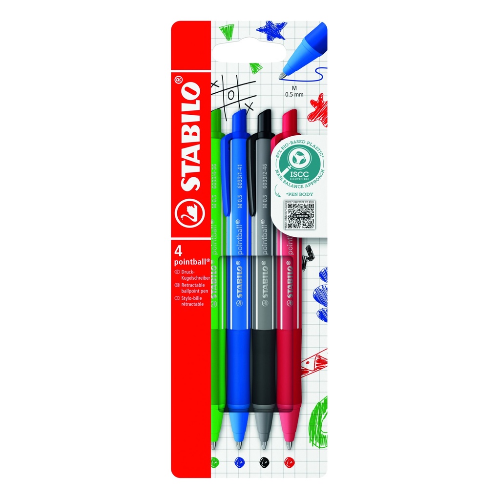 [4006381624749] STABILO Kugelschreiber pointball colorful 4 Stück Faltschachtelblister