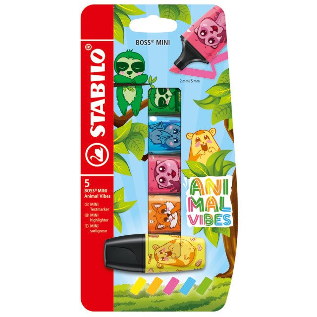 STABILO Textmarker BOSS MINI Animal Vibes 5 Stück