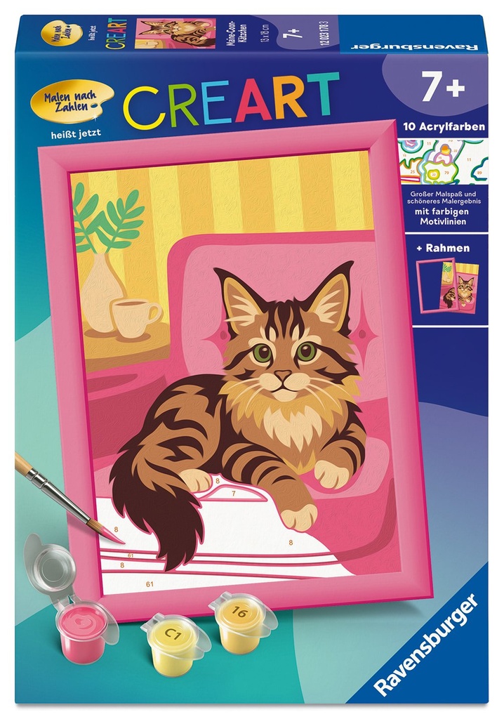 CreArt, Malen nach Zahlen Kinder - Maine-Coon-Kätzchen
