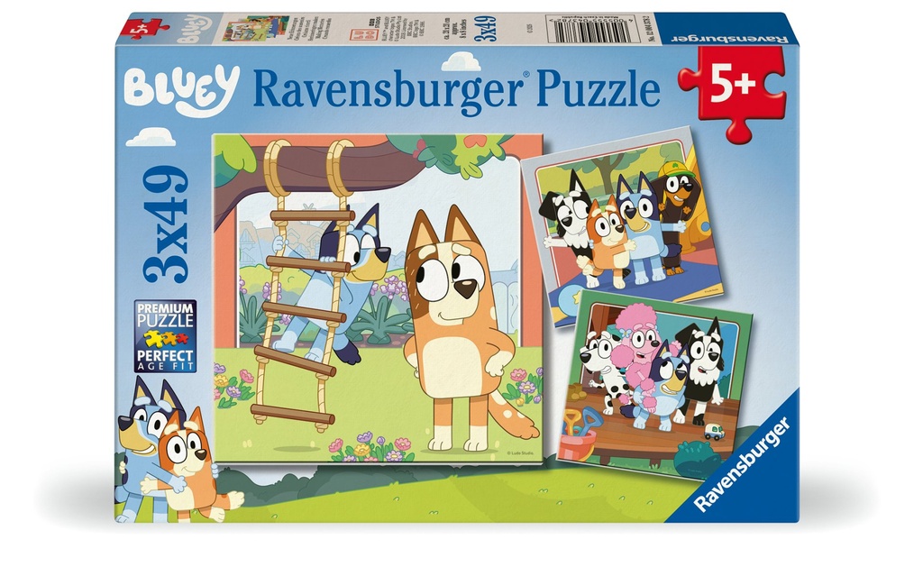 Kinderpuzzle 3x49 Teile - Bluey - Erinnerungen schaffen