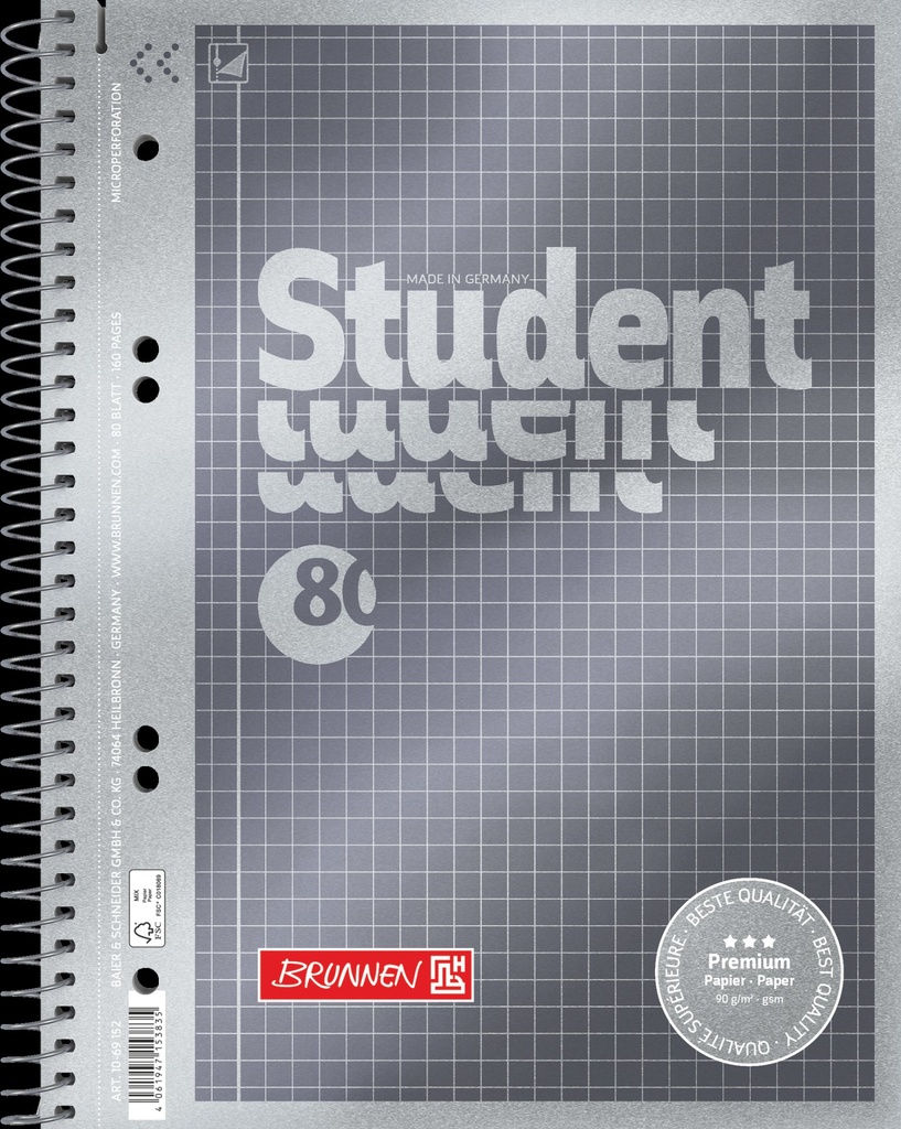 Collegeblock A5 kariert Premium