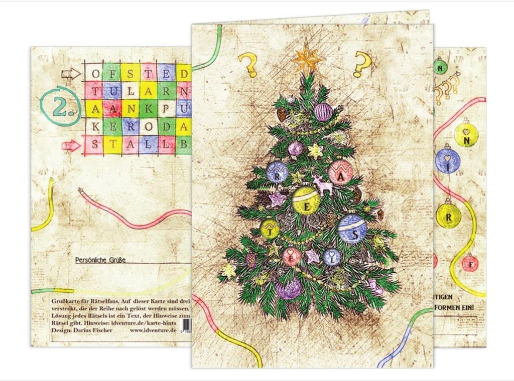 Frohe Weihnachten Escape Room Grußkarte (Deutsch)