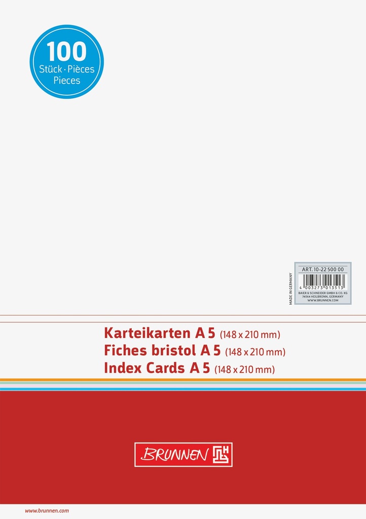 Karteikarte A5 unlin ws 100St