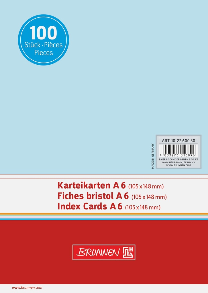 [4003273013896] Karteikarte A6 unlin bl 100St