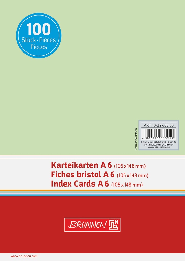 [4003273013919] Karteikarte A6 unlin gn 100St
