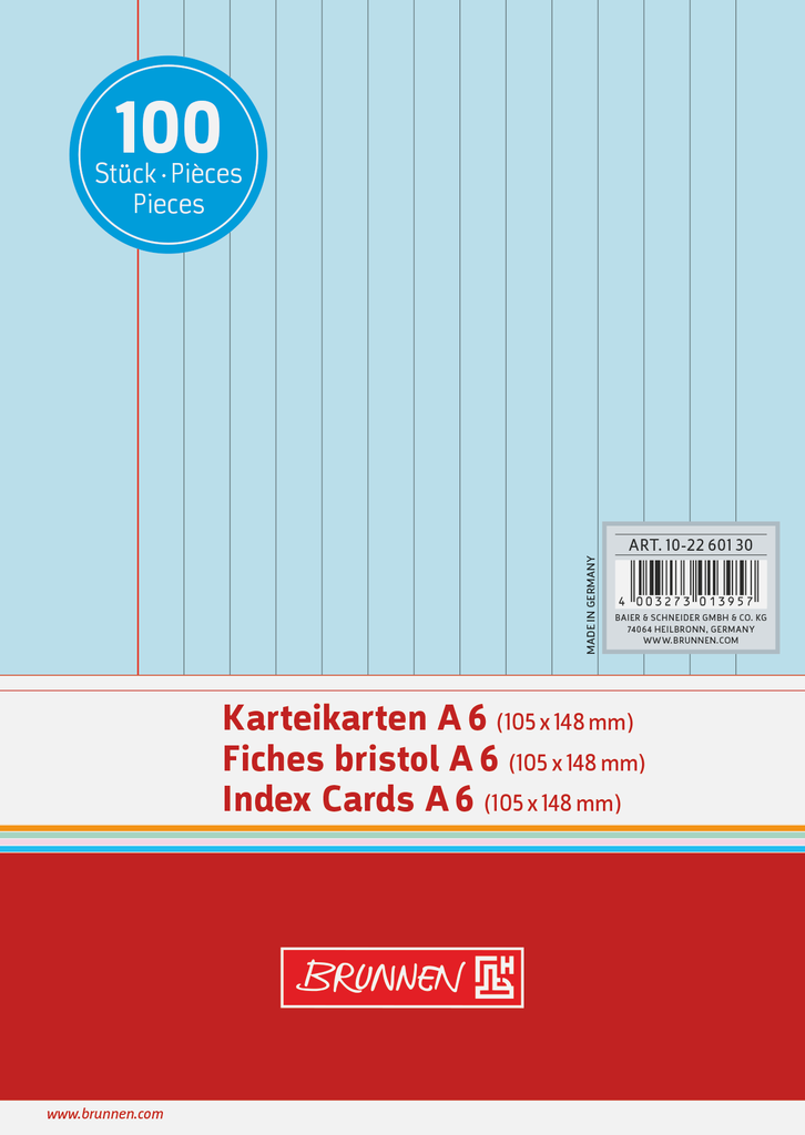 Karteikarte A6 lin bl 100St