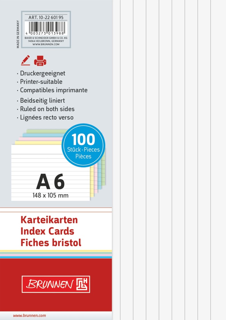 Karteikarte A6 lin sort 100St