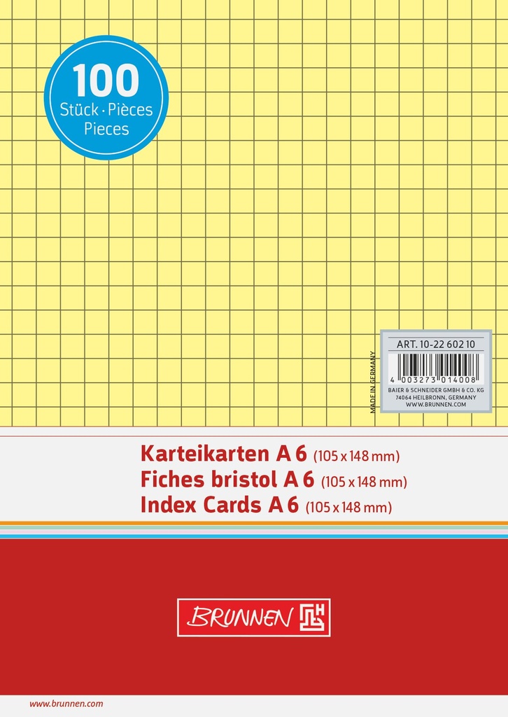 Karteikarte A6 kar ge 100St