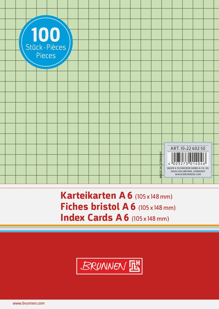 [4003273014046] Karteikarte A6 kar gn 100St