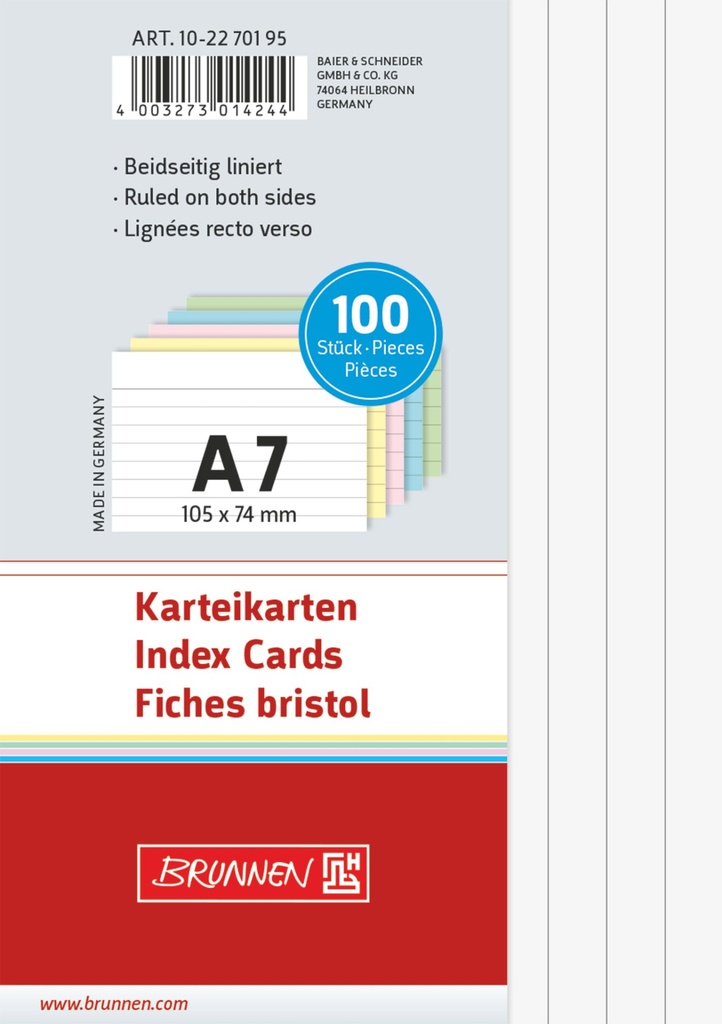 Karteikarte A7 lin sort 100St