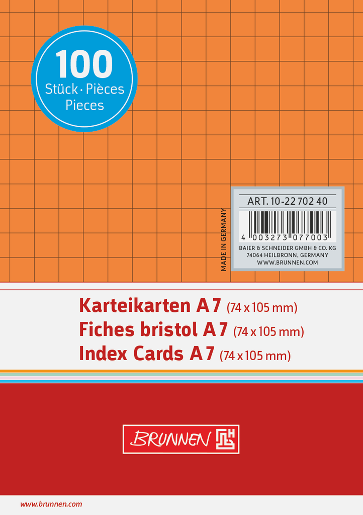 Karteikarte A7 kar or 100St