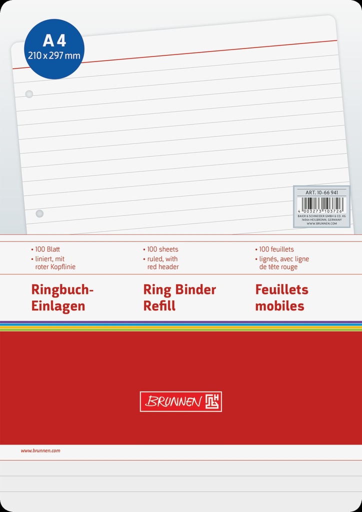 Ringbucheinlage A4 lin 100Bl