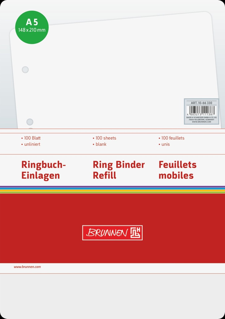 Ringbucheinlage A5 unlin 100Bl