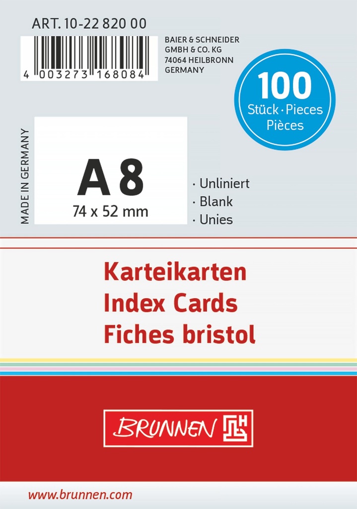 Karteikarte A8 unlin ws 100St