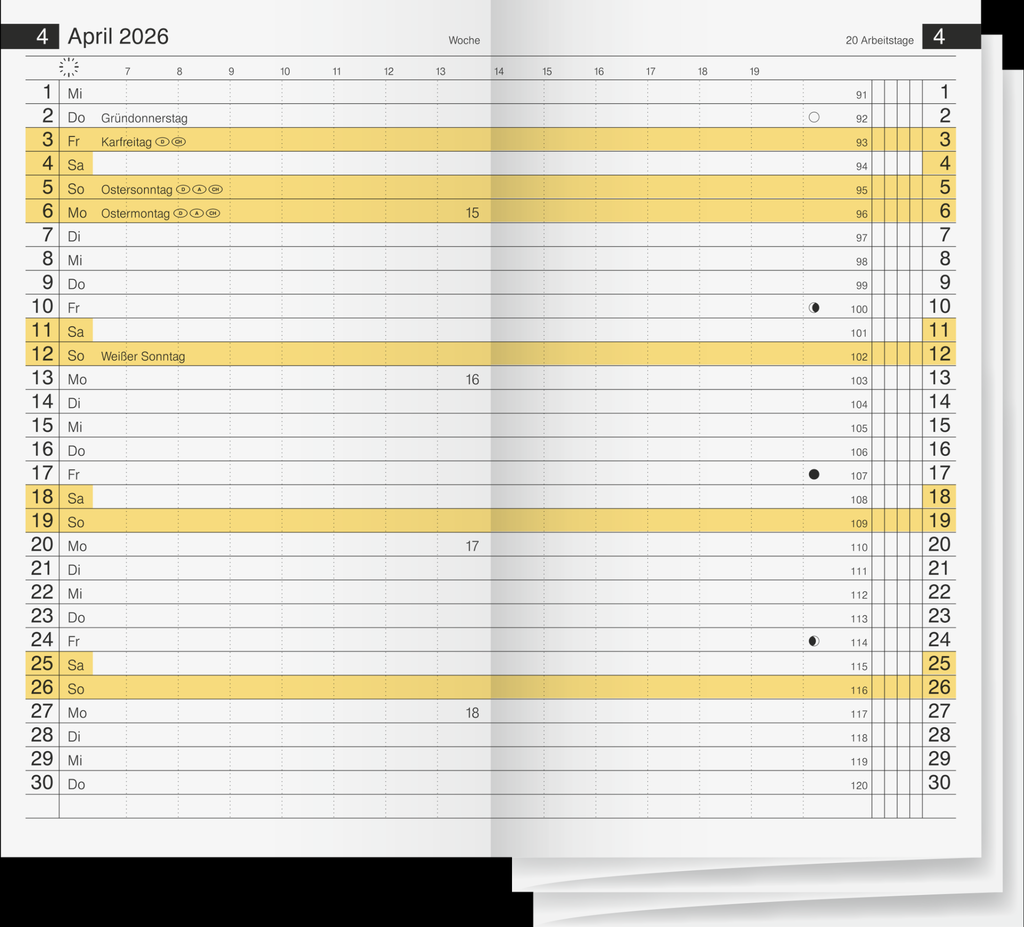 Plankalender Miniplaner Ersatzkalender