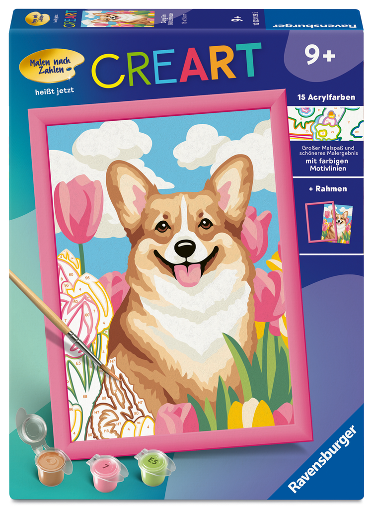 Corgi im Blütenmeer