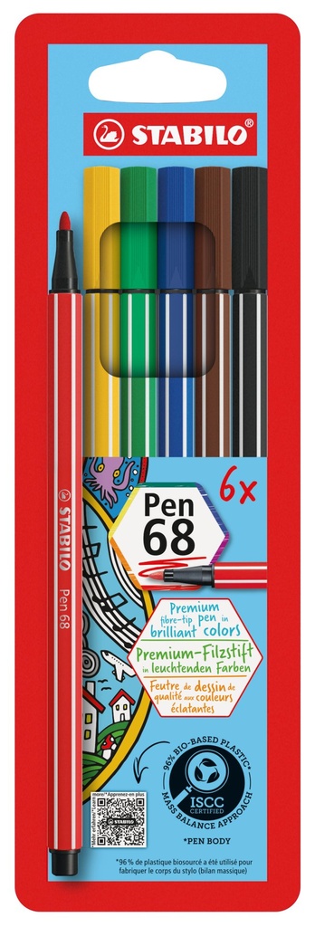 STABILO Pen 68 6er Etui Karton o. S.