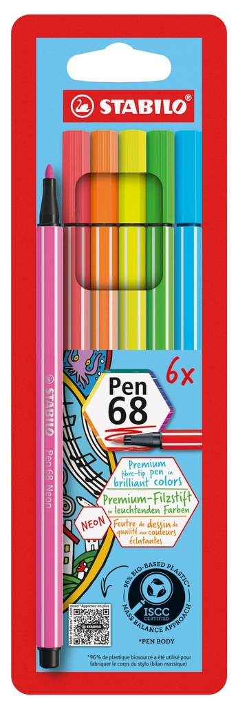 [4006381132503] STABILO Pen 68 neon 6er Etui Kar o. S.