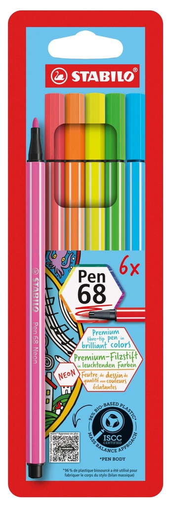 [4006381132503] STABILO Pen 68 neon 6er Etui Kar o. S.