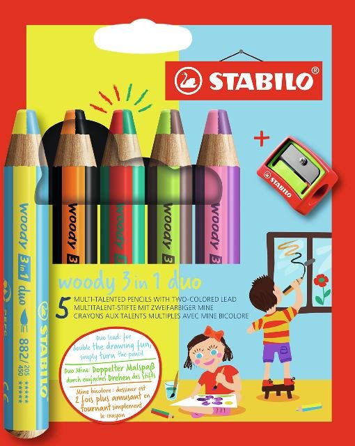 [4006381573443] STABILO woody 3 in 1 duo 5er ET/Spitzer