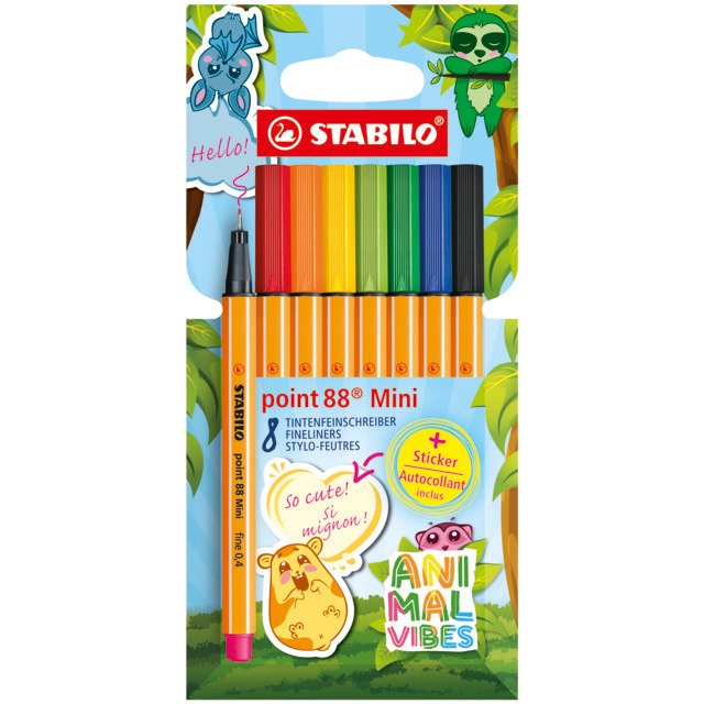 [4006381625630] STABILO Fineliner point 88 Mini Animal Vibes 8 Stück