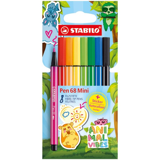 8 Stabilo Pen 68 Mini Animal Vibes Karton Etui