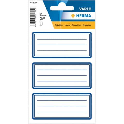 HERMA Schuletiketten neutral blauer Rand 76x35mm 18 Stück
