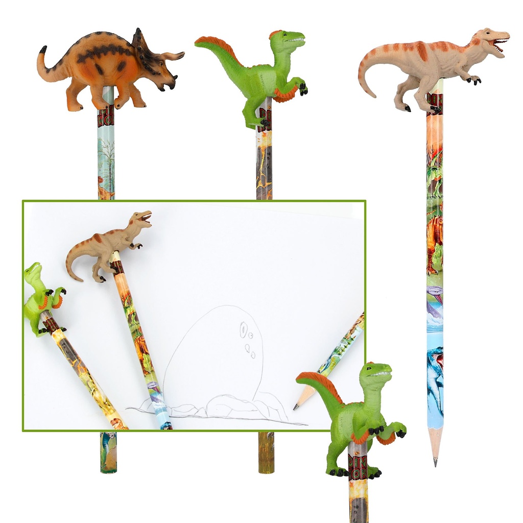 Dino World Bleistift mit Dino Topper