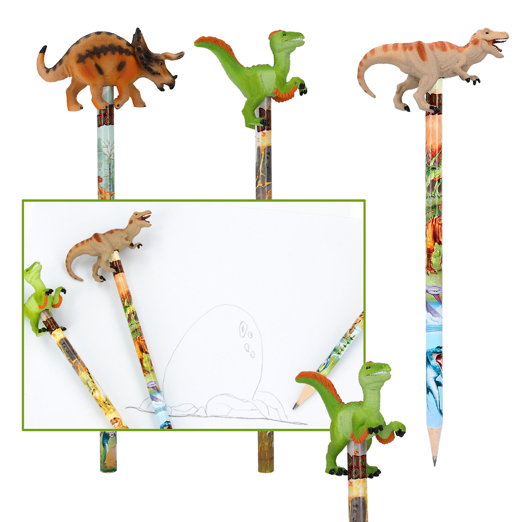 Dino World Bleistift mit Dino-Topper