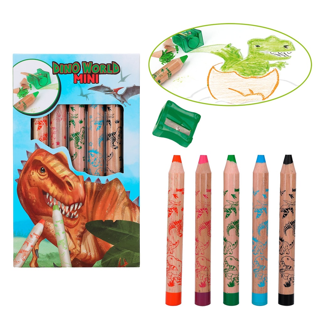 [4010070634629] Dino World Mini Dino Buntstifte & Anspitzer