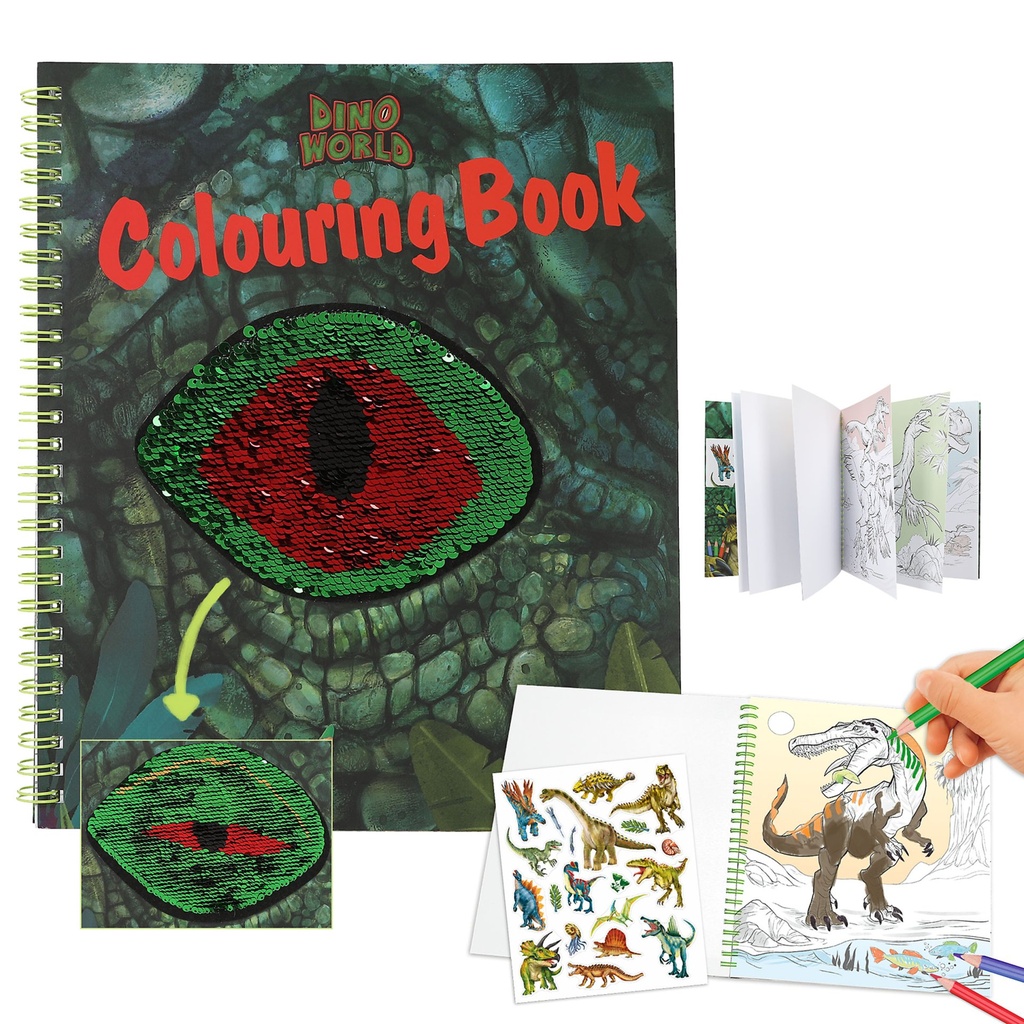 [4010070666941] Dino World Malbuch mit Pailletten