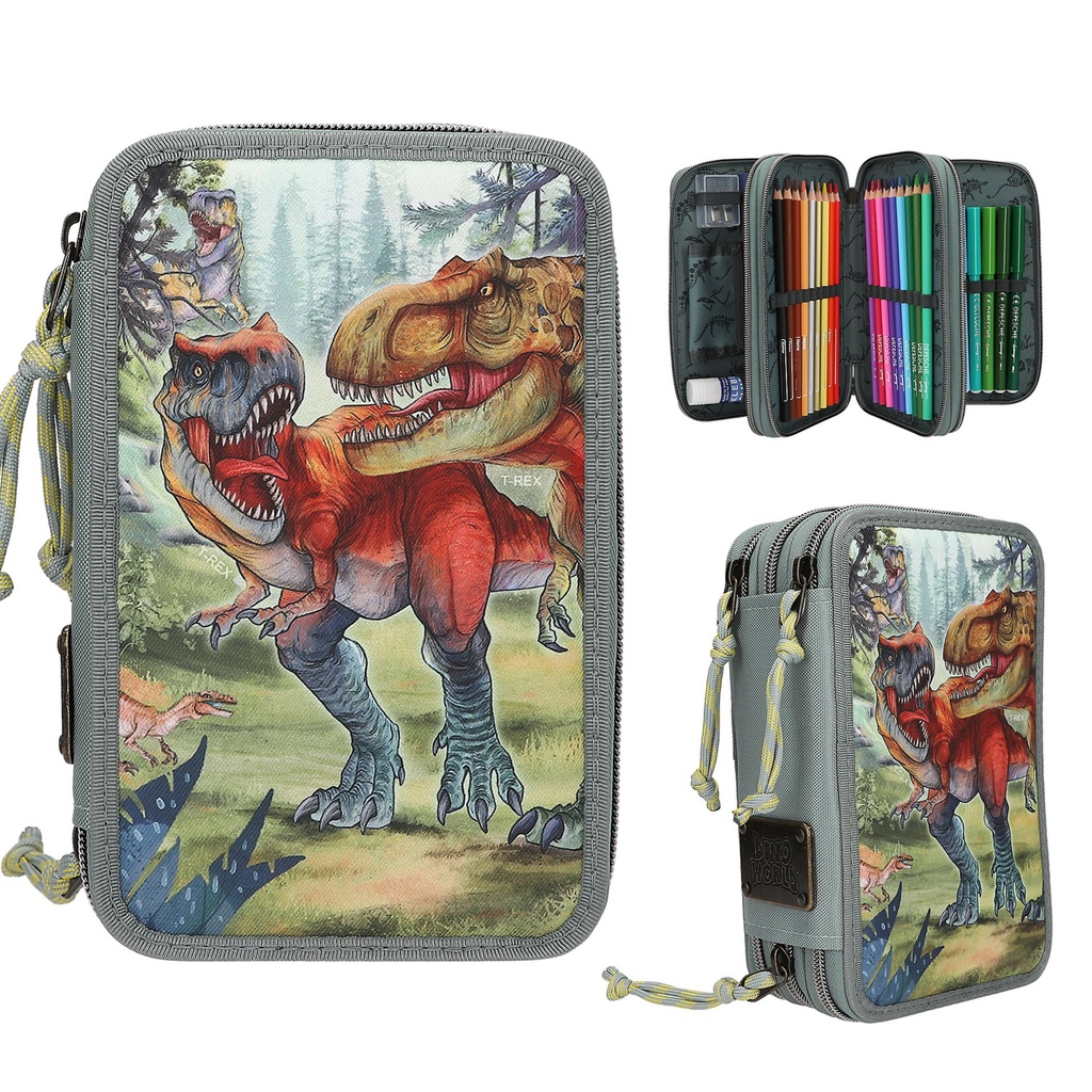 [4010070698768] Dino World 3 Fach Federtasche BITE