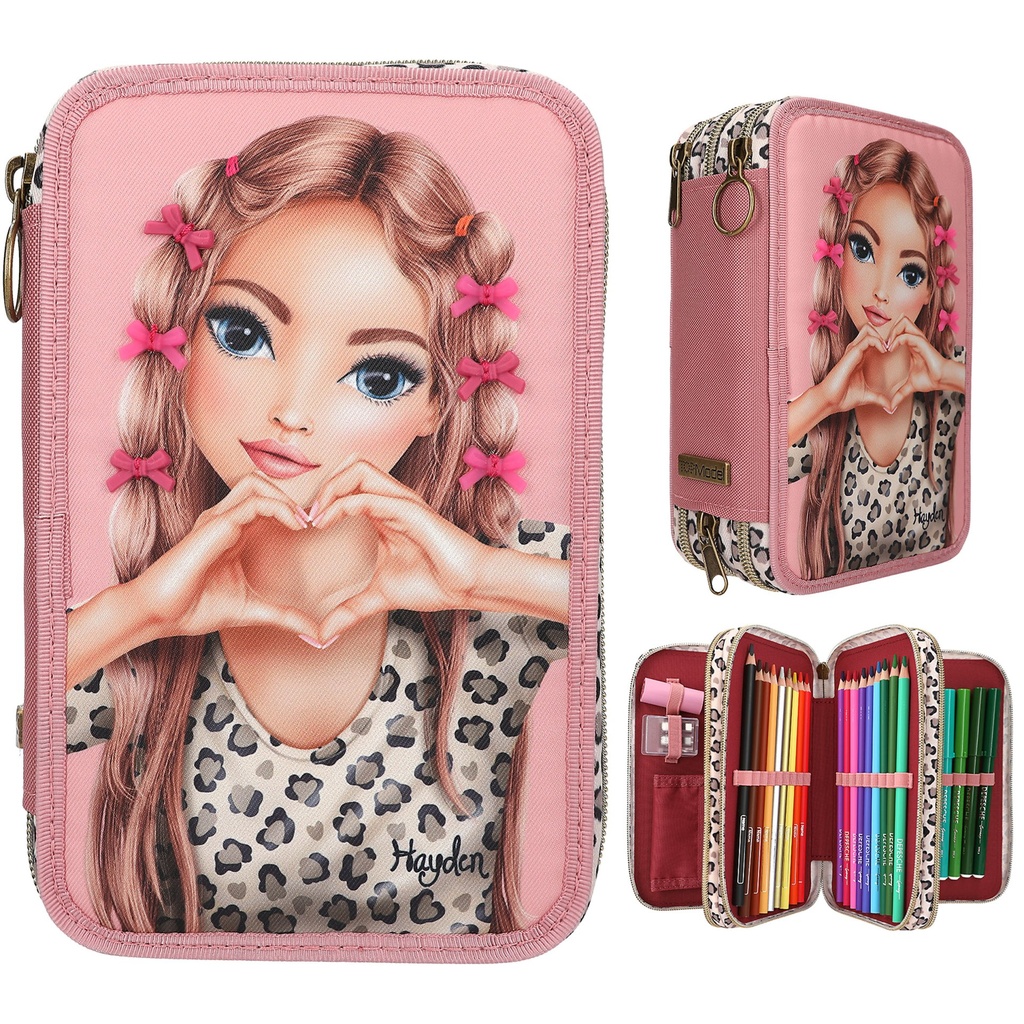 [4010070707620] TOPModel 3 Fach Federtasche mit Schleifen LEOHEART