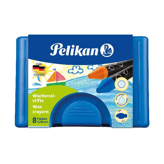 Pelikan Wachsmalstifte rund in Papierhülse & blauer Box