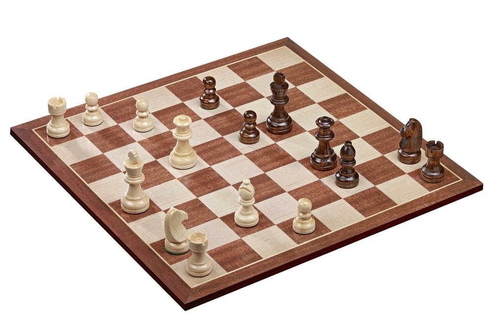 Schachset Holz 40x40cm Mahagoni-Design