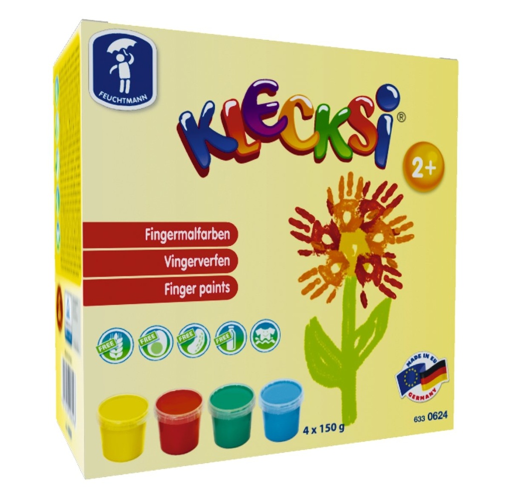 [4015259206246] KLECKSi Basic Mini - 4 Farben in Dosen farbl. Sortiert je 150 g