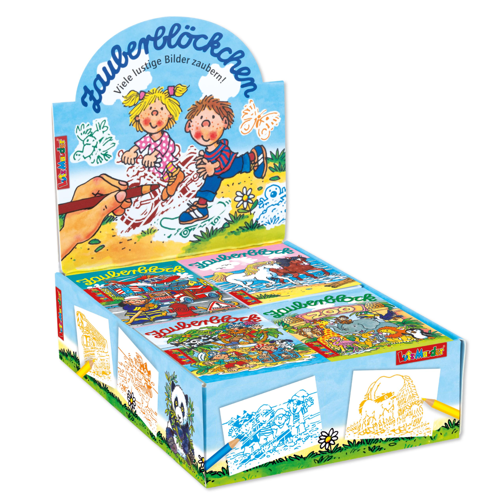 Zauberblock Display 13, A7, 4 Motive je 20 Stück