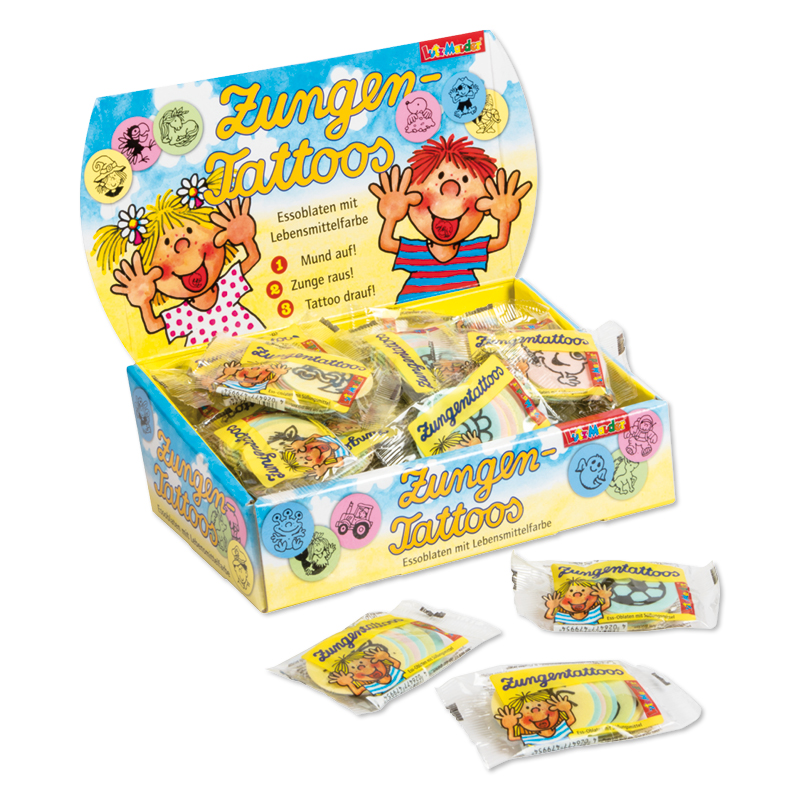 Zungentattoo-Display 60 Btl. zu 10 Zungentattoos