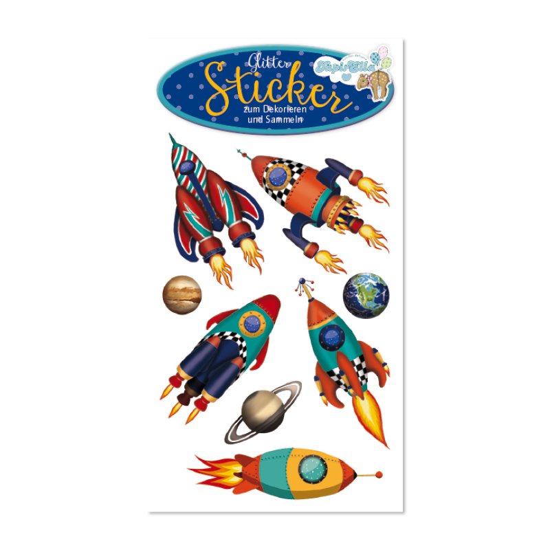 [4026477722951] TapirElla Glitter-Sticker, Rakete