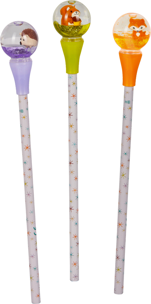 Bleistift m. Schneekugel-Topper - Wintertiere ..., sort.i.D.