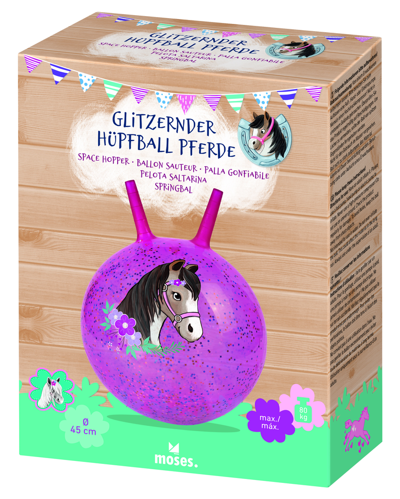 Glitzernder Hüpfball Pferde