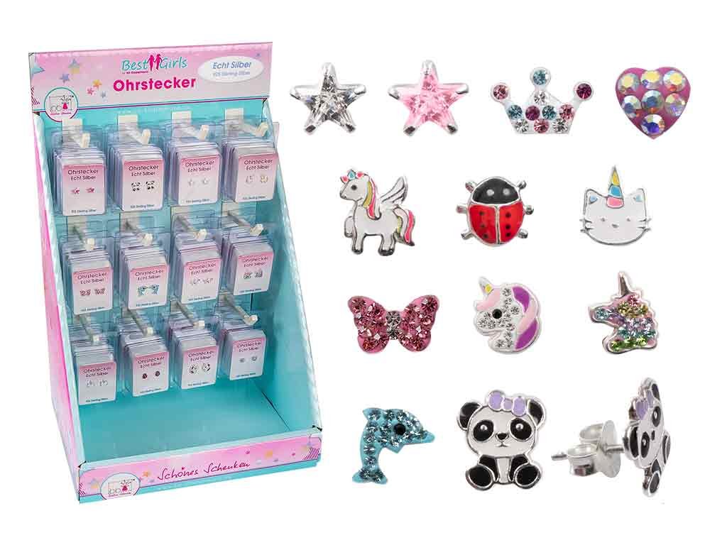 Ohrstecker Silber m.Strass best girls(36)
