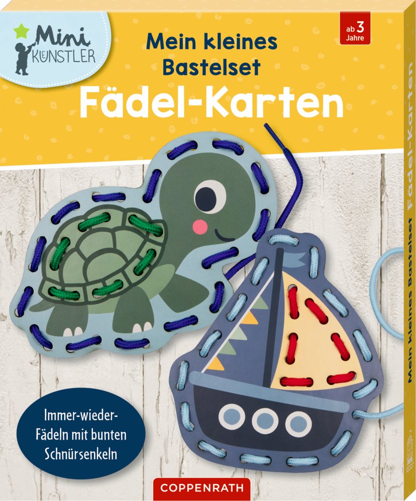 M. kl.B.set: Fädel-Karten (Schildkröte/Boot) - Mini-Künstler