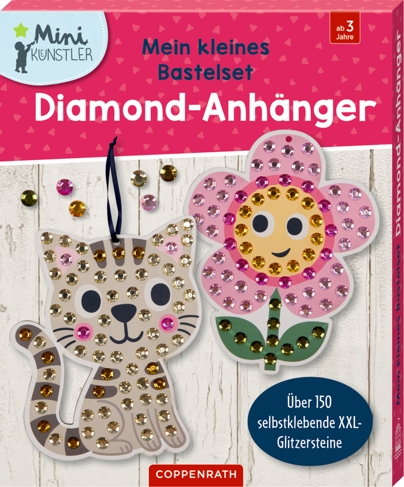 M. kl.B.set: Diamond-Anhänger (Blume/Katze) - Mini-Künstler