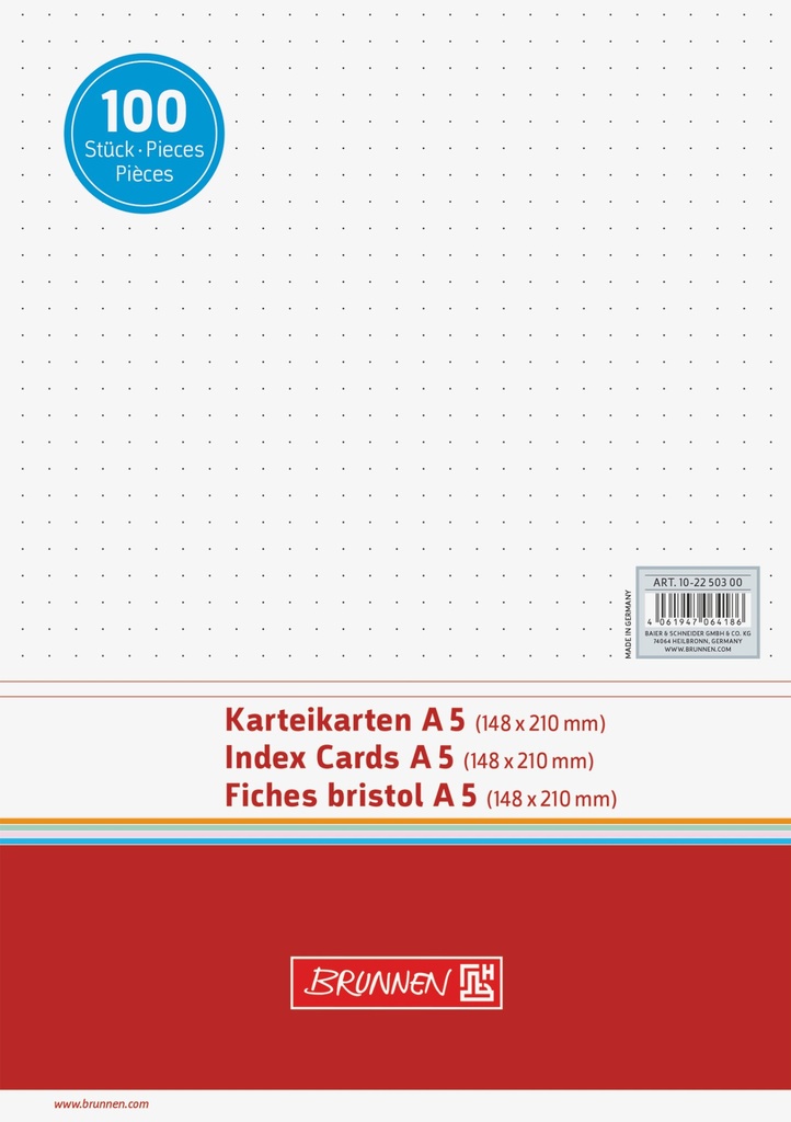 Karteikarte A5 dot ws 100St